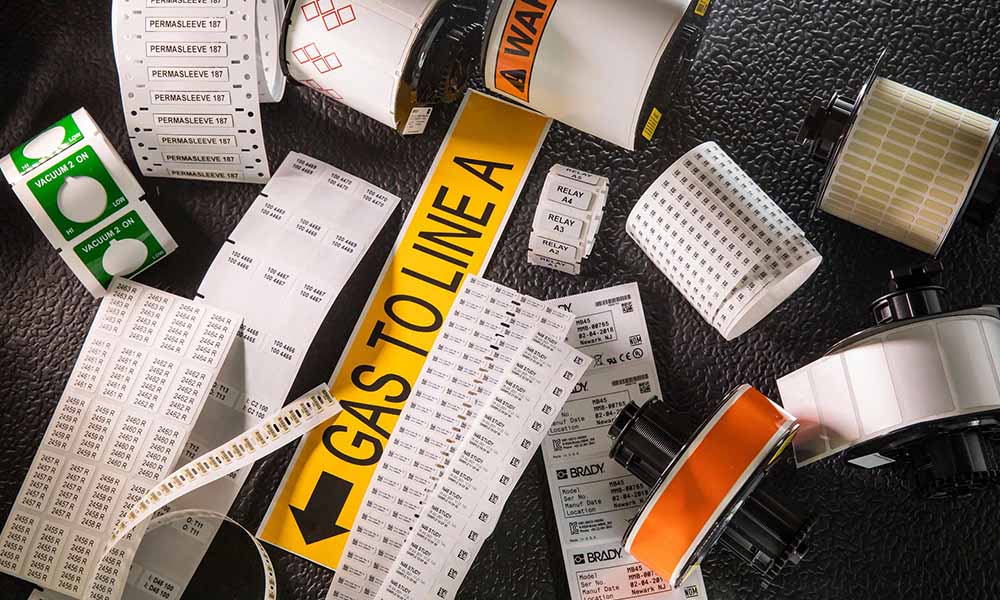 A collage of B30 series labels, covering a wide range of applications.