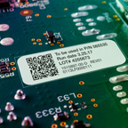 A close-up of a Brady hi-temperature label, with text 