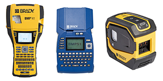 Brady BMP41, BMP51 and M511 portable printers pictured side by side